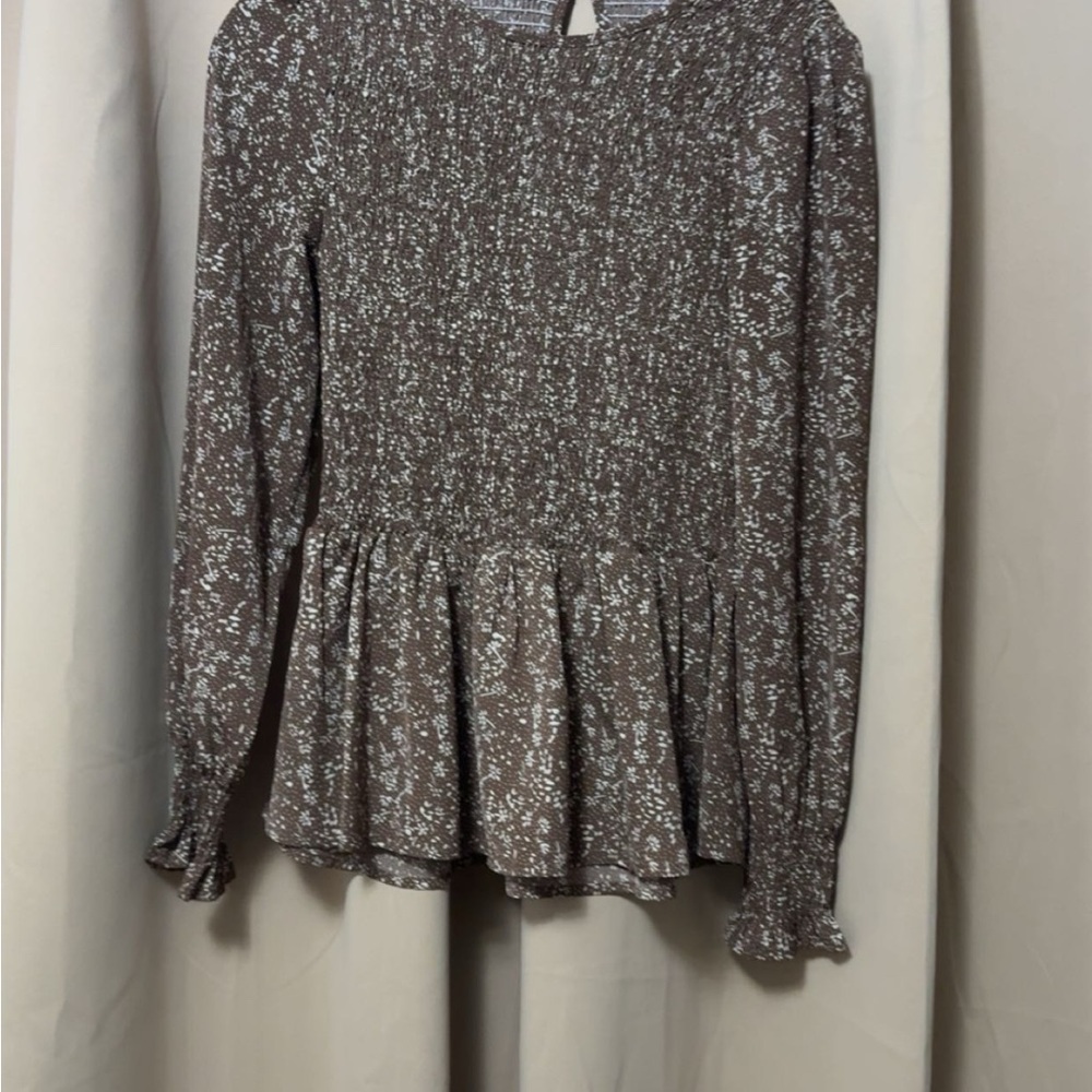 Amazon Brown and White Floral Blouse